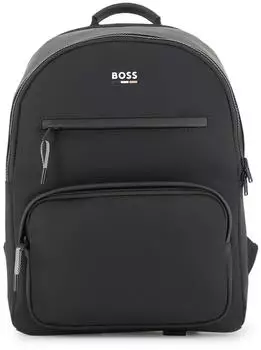 Hugo Boss Kinder-Rucksack mit Logo-Print und Signature-Streifen, schwarz (J52644)