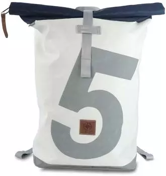 360 Grad Tide Rolltop-Rucksack Segeltuch wei&szlig;-blau, Zahl hellgrau