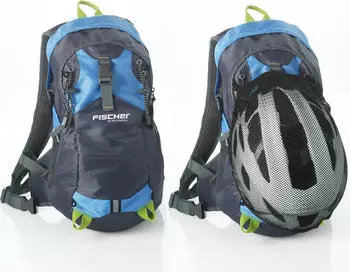 Fischer Fahrrad-Rucksack mit Helmnetz blau (50367)