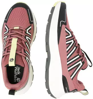 Jack Wolfskin Wild Hike Texapore Low W mineral red – Mesh-Konstruktion für regulierte Feuchtigkeit bei aktivem Tempo