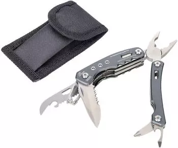 Troika Rucksack Tool Multitool 15 Funktionen Edelstahl mit Karabiner (TOL46/GY)