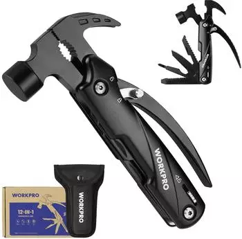 WORKPRO Multitool-Hammer 12-in-1, Edelstahl, mit Tasche (W000328)