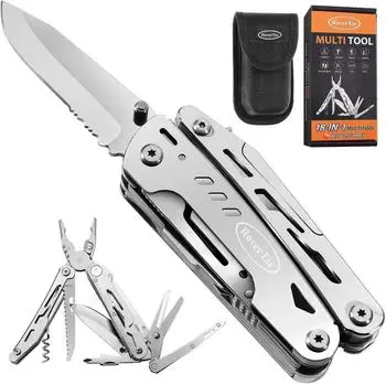 LuxusKollektion Multitool Klappmesser 18-in-1, Edelstahl, silber, inkl. Nylon-Etui