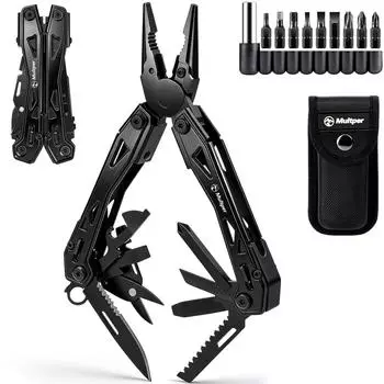 LuxusKollektion Multitool Edelstahl 9-in-1 mit Spitzzange und Schraubendreher