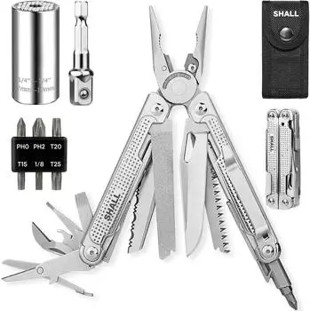 LuxusKollektion Multitool 18-in-1 mit Schraubendreher-Bits und Universal-Steckschlüssel