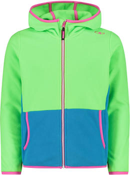 CMP M&auml;dchen-Fleecejacke mit Kapuze und durchgehendem Rei&szlig;verschluss und Color Block (32H1375) mela fluo