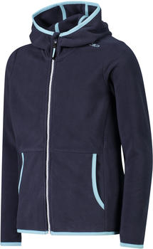 CMP M&auml;dchen-Fleecejacke mit Kapuze und durchgehendem Rei&szlig;verschluss und Color Block (32H1375) black blue