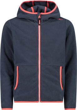 CMP M&auml;dchen-Fleecejacke mit Kapuze und durchgehendem Rei&szlig;verschluss und Color Block (32H1375) titanio/red fluo