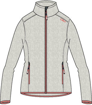 CMP Kapuzenlose M&auml;dchen schweres Fleecejacke Knit-Tech in melierter Optik (3H19925) gesso/pesca