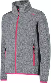 CMP Kapuzenlose M&auml;dchen schweres Fleecejacke Knit-Tech in melierter Optik (3H19925) titanio/fuxia
