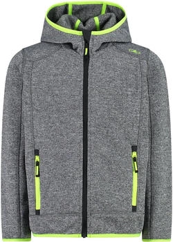 CMP Jungen schweres Fleecejacke Knit-Tech in melierter Optik mit Kapuze (3H60844) titanio/yellow fluo