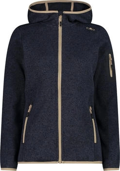 CMP Damen schweres Fleecejacke Knit-Tech in melierter Optik mit Kapuze (3H19826) titanio/sesamo