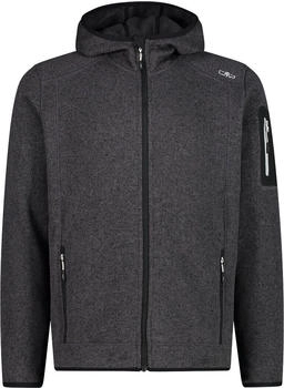 CMP Herren schweres Fleecejacke Knit-Tech in melierter Optik mit Kapuze (3H60847N) nero/glacier