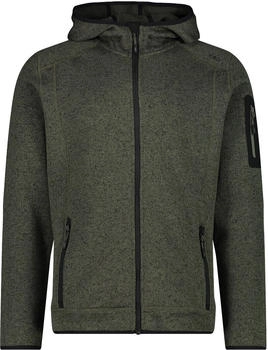 CMP Herren schweres Fleecejacke Knit-Tech in melierter Optik mit Kapuze (3H60847N) olive/nero