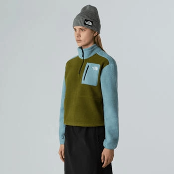 The North Face Yumiori Fleecejacke Mit 1/4-langem Rv Damen Forest Olive-shallow Blue-tnf Black
