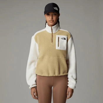 The North Face Yumiori Fleecejacke Mit 1/4-langem Rv Damen Khaki Stone-white Dune-utility Brown