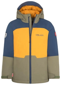Trollkids hardanger jacket kinder winterjacke golden yellow mystic blue moss