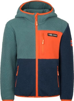 Trollkids Aurlandsfjord Jacke Fleecejacke blau stormy blue mystic blue flame orange
