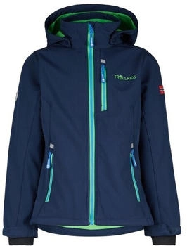 Trollkids Kid's Balestrand Jacket Softshelljacke navy/bright green/medium blue