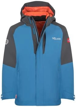 Trollkids Kid's Skanden 3in1 Jacket nordicblue/black/flameorange