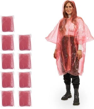 Relaxdays Einweg Regenponcho rot