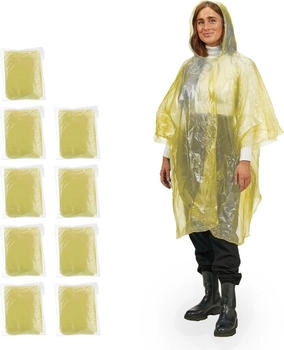 Relaxdays Einweg-Regenponcho (10045137) gelb