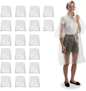 Relaxdays Einweg Regenponcho transparent