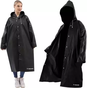 Trizand Wasserdichter langer Regenmantel mit Kapuze (00021840) schwarz