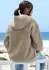 Elbsand Teddy Fleece Übergangsjacke mit verstellbarer Kapuze taupe