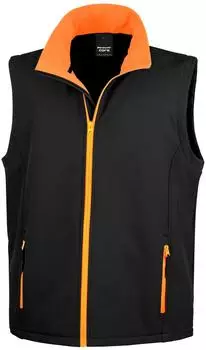 Result Core Printable Softshell Bodywarmer mit recyceltem Fleece-Innenfutter (R232M) schwarz/orange