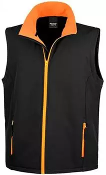 Result Printable Softshell Bodywarmer with Recycled Fleece Inner (R232M) schwarz/orange