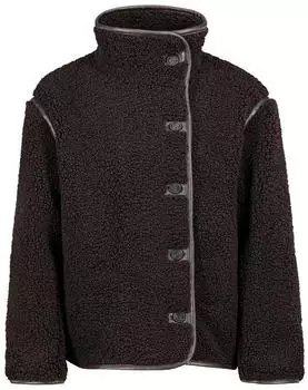 Sublevel Teddy-Fleecejacke mit Kragen und Leopard-Muster LSL-544 dunkelbraun
