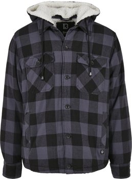 Brandit Textil Brandit Lumberjacket hooded black/grey Gingham, Größe 5XL