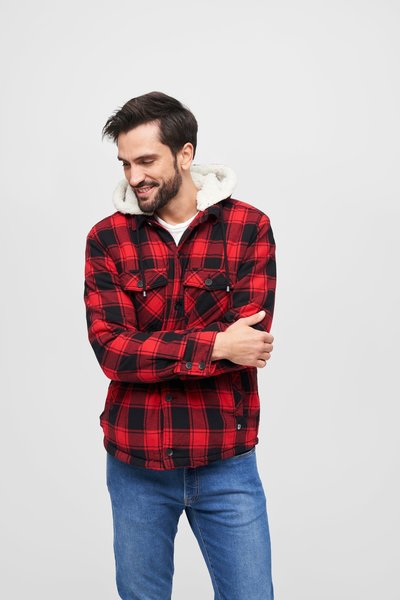 Material & Pflege & Ausstattung Brandit Lumberjacket Hooded red/black
