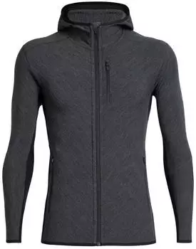 Icebreaker Men's RealFleece&trade; Merino Descender Long Sleeve Zip Hood (104854) jet jeather/black
