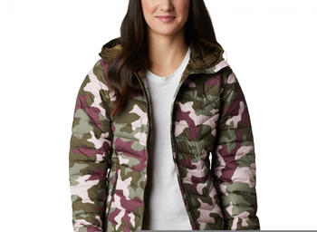 Columbia Powder Lite Hoodie Jacket Woman olive green traditional camo