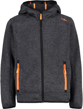 CMP Boy Fleece Jacket Fix Hood (3H60844) black/flash orange