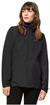 Jack Wolfskin Damen Moonrise 3in1 Jacke schwarz – Atmungsaktives Material verhindert Hitzestau bei Aufstiegen