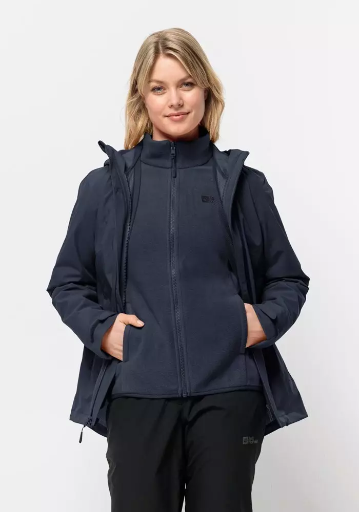 Jack Wolfskin Damen Moonrise 3in1 Jkt W Jacket, Night Blue, L EU