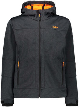 CMP Boys Softshelljacket Fix Hood (3A00094M) graffite melange/orange fluo