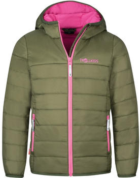 Trollkids Girl's Eikefjord Jacket dusky olive/light magenta