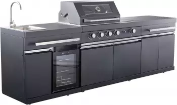 Buschbeck Kingrange Outdoork&uuml;che 279 x 53 x 118 cm Edelstahl schwarz