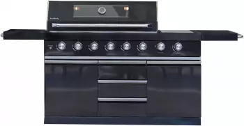 Buschbeck Outdoork&uuml;che Chester Edelstahl 214 x 60 x 119 cm schwarz lackiert