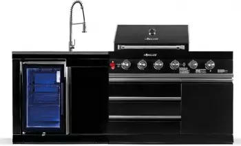 Goriller BLACKBACK S6 Outdoor-Küche Gasgrill Kühlschrank-Waschbecken-Kombination Edelstahl schwarz