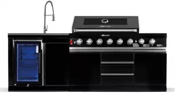 Goriller BLACKBACK S1 Outdoor-Küche XXL Gasgrill Kühlschrank Frischwasser Edelstahl schwarz
