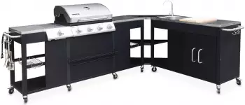 sweeek Gasgrill mit Außenküche 4+1 Brenner schwarz
