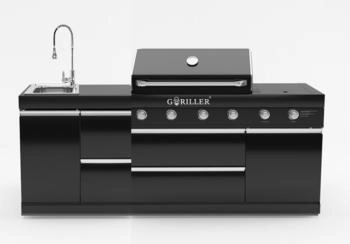 Goriller BLACKBACK S8 Outdoor-Küche Gasgrill Waschbecken Edelstahl schwarz
