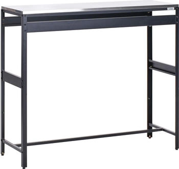 Beliani Outdoor-Küchenschrank schwarz Edelstahl 3-türig mit Aufsatz
