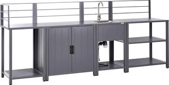 Beliani Outdoor-Küche Grau Aluminium 4er Set mit Edelstahl-Spüle