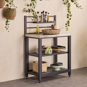 sweeek Outdoor-Küchenregal aus Stahl L80 cm schwarz